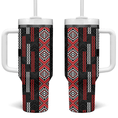 Roimata Toroa Maori Taniko Inspired New Zealand Tumbler With Handle