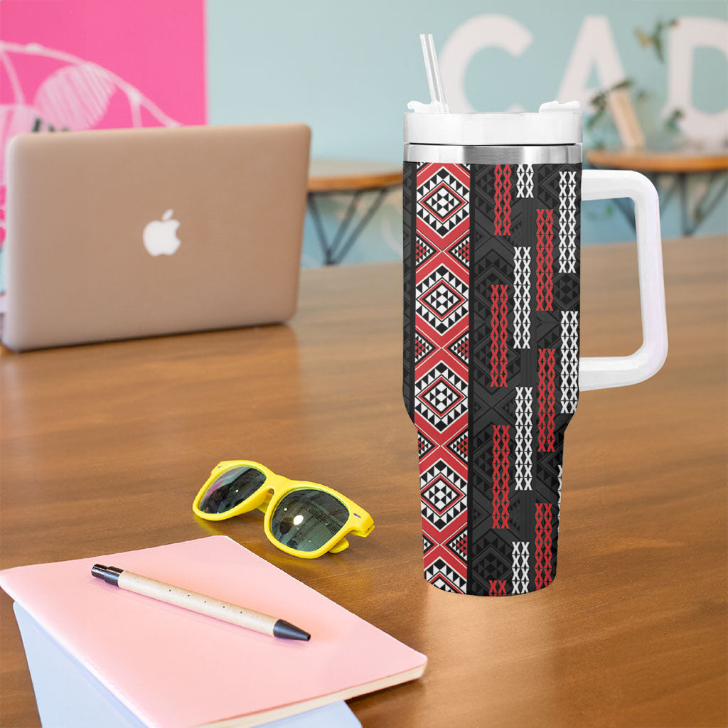 Roimata Toroa Maori Taniko Inspired New Zealand Tumbler With Handle