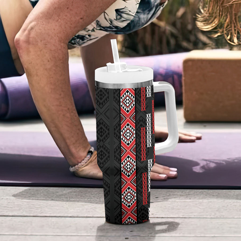Roimata Toroa Maori Taniko Inspired New Zealand Tumbler With Handle