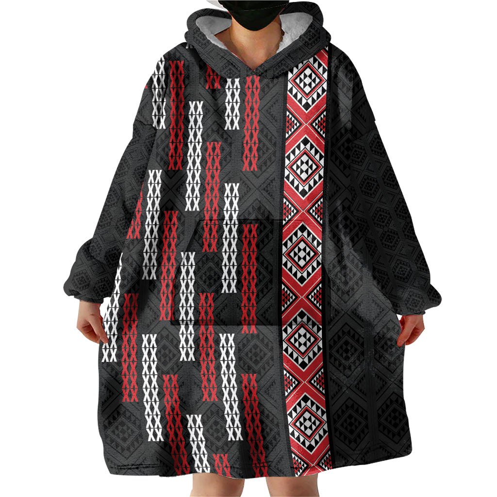 Roimata Toroa Maori Taniko Inspired New Zealand Wearable Blanket Hoodie