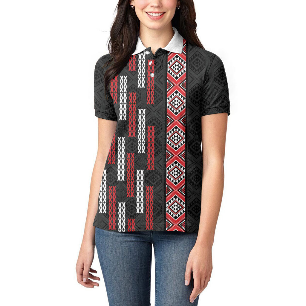 Roimata Toroa Maori Taniko Inspired New Zealand Women Polo Shirt