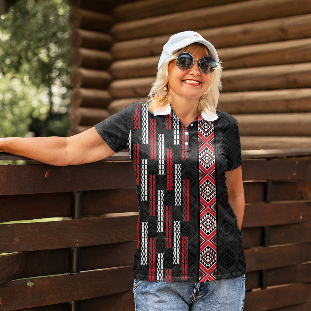 Roimata Toroa Maori Taniko Inspired New Zealand Women Polo Shirt