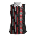 Roimata Toroa Maori Taniko Inspired New Zealand Women Sleeveless Polo Shirt