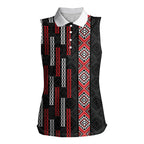 Roimata Toroa Maori Taniko Inspired New Zealand Women Sleeveless Polo Shirt