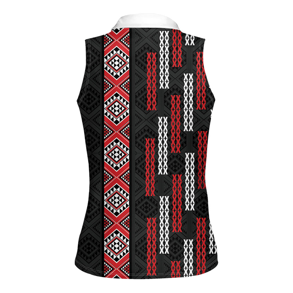 Roimata Toroa Maori Taniko Inspired New Zealand Women Sleeveless Polo Shirt