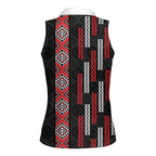 Roimata Toroa Maori Taniko Inspired New Zealand Women Sleeveless Polo Shirt