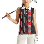 Roimata Toroa Maori Taniko Inspired New Zealand Women Sleeveless Polo Shirt
