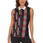 Roimata Toroa Maori Taniko Inspired New Zealand Women Sleeveless Polo Shirt