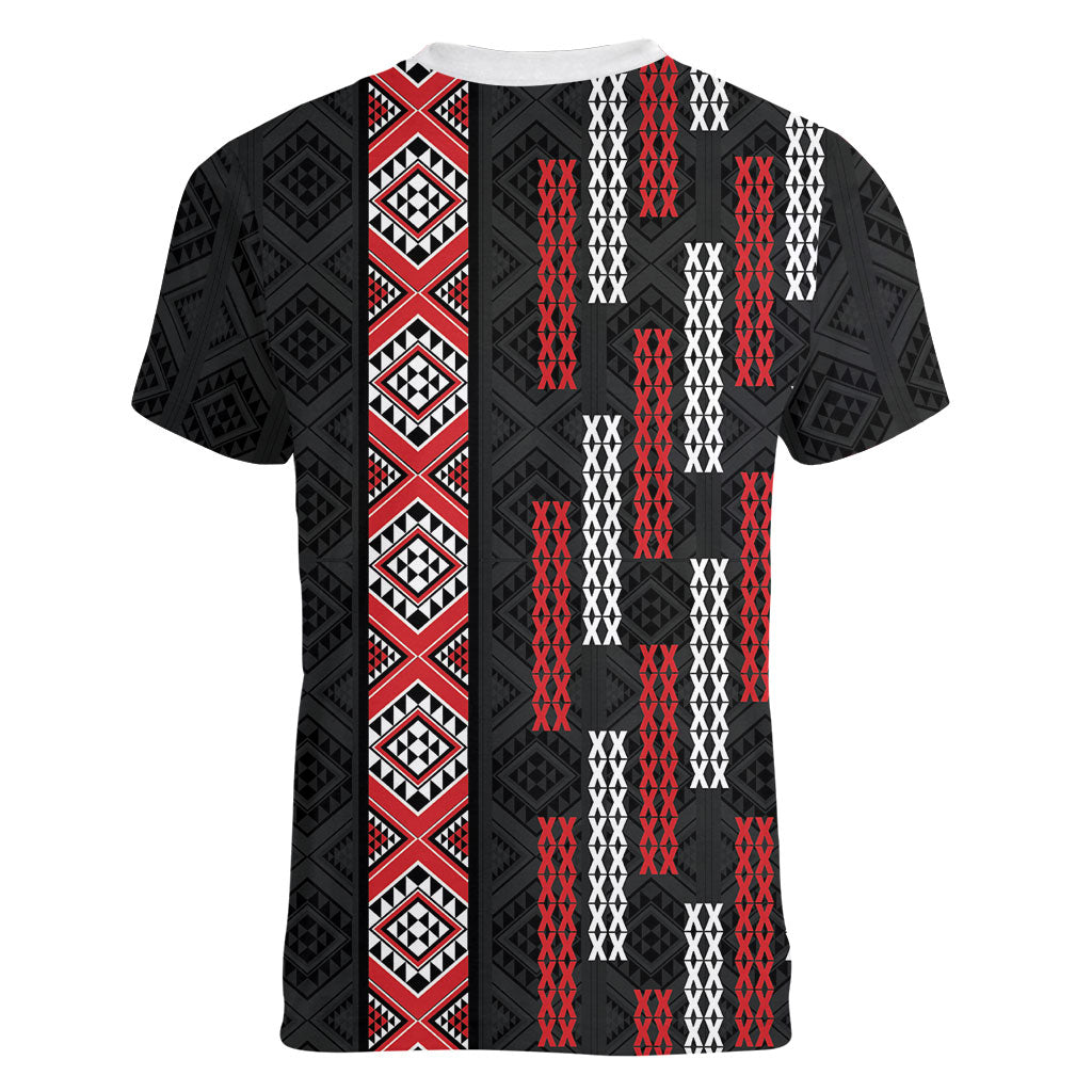 Roimata Toroa Maori Taniko Inspired New Zealand Women V-Neck T-Shirt