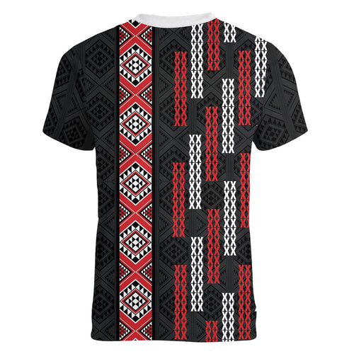 Roimata Toroa Maori Taniko Inspired New Zealand Women V-Neck T-Shirt