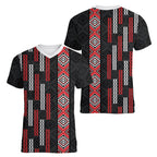 Roimata Toroa Maori Taniko Inspired New Zealand Women V-Neck T-Shirt
