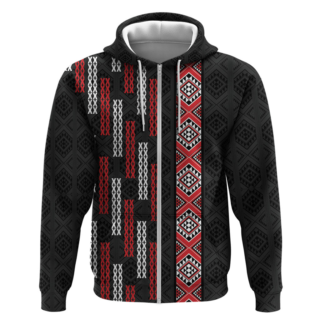 Roimata Toroa Maori Taniko Inspired New Zealand Zip Hoodie
