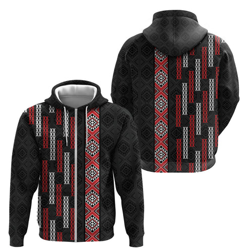 Roimata Toroa Maori Taniko Inspired New Zealand Zip Hoodie