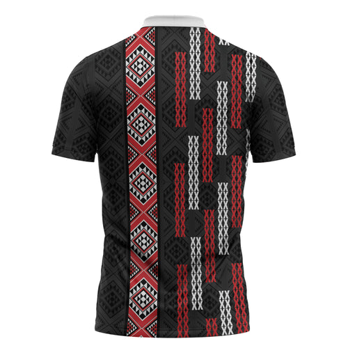 Roimata Toroa Maori Taniko Inspired New Zealand Zipper Polo Shirt