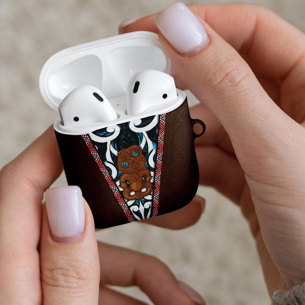 New Zealand Whakairo AirPods Case Tiki Maori Carving Taniko Motifs