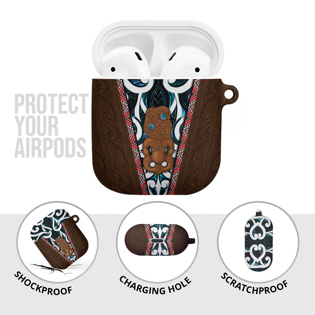 New Zealand Whakairo AirPods Case Tiki Maori Carving Taniko Motifs