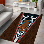 New Zealand Whakairo Area Rug Tiki Maori Carving Taniko Motifs