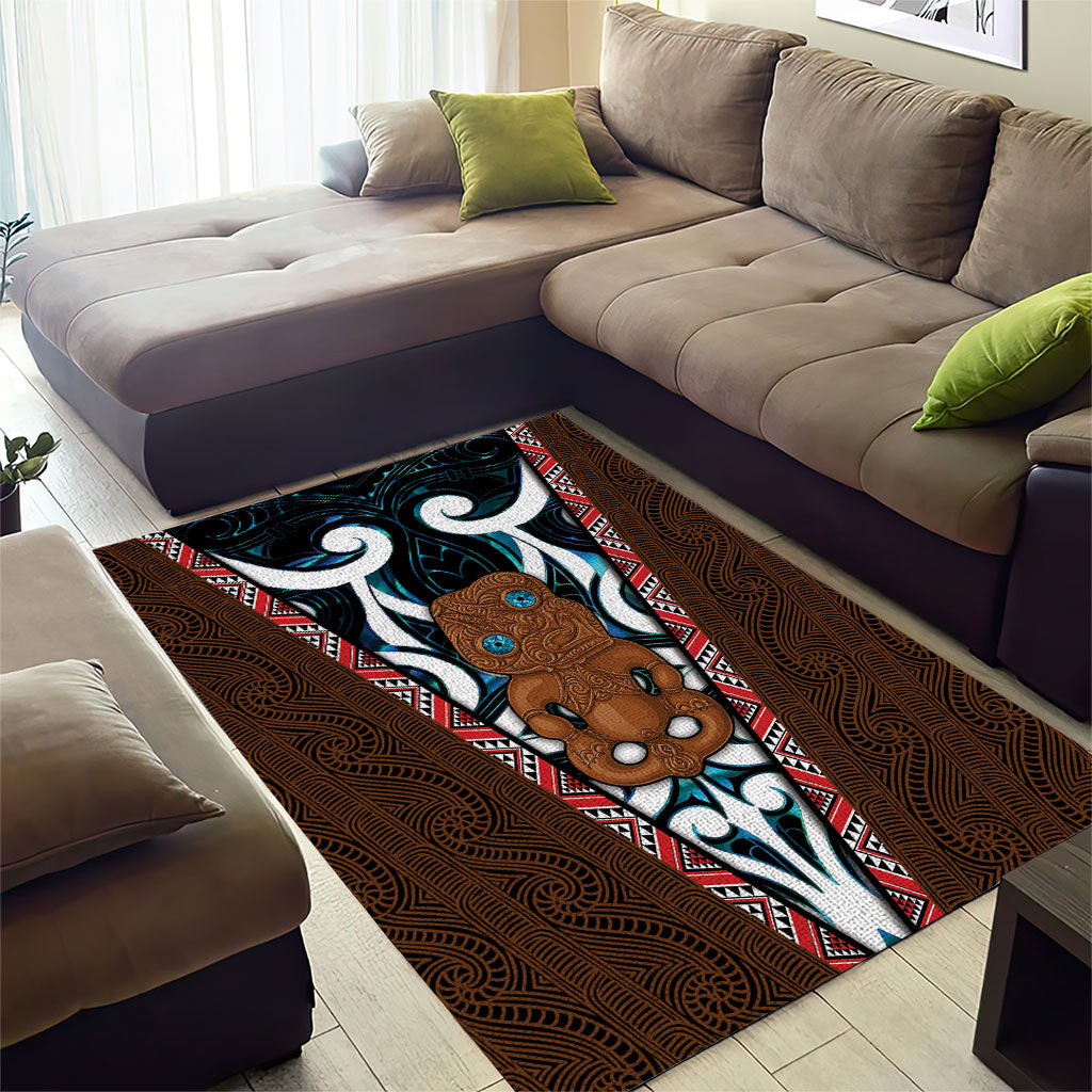 New Zealand Whakairo Area Rug Tiki Maori Carving Taniko Motifs