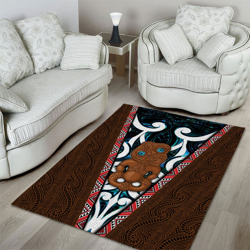 New Zealand Whakairo Area Rug Tiki Maori Carving Taniko Motifs