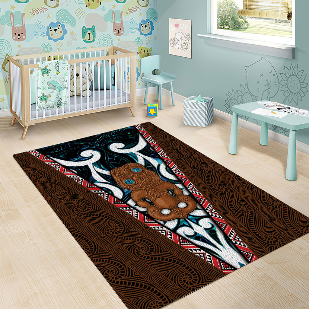 New Zealand Whakairo Area Rug Tiki Maori Carving Taniko Motifs