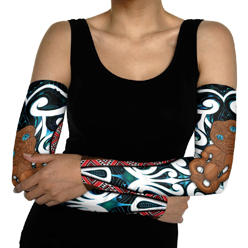 New Zealand Whakairo Arm Sleeves Tiki Maori Carving Taniko Motifs