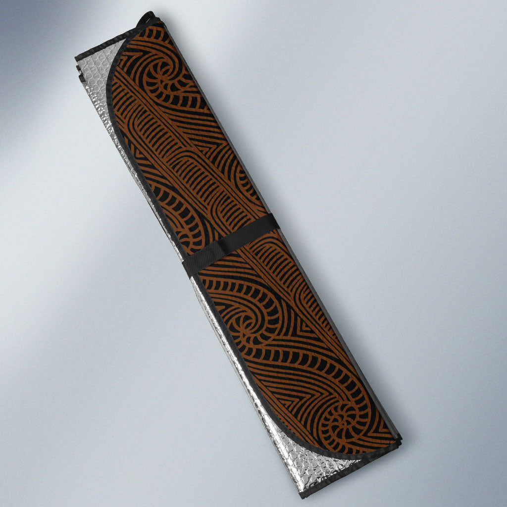 New Zealand Whakairo Auto Sun Shade Tiki Maori Carving Taniko Motifs