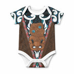 New Zealand Whakairo Baby Onesie Tiki Maori Carving Taniko Motifs