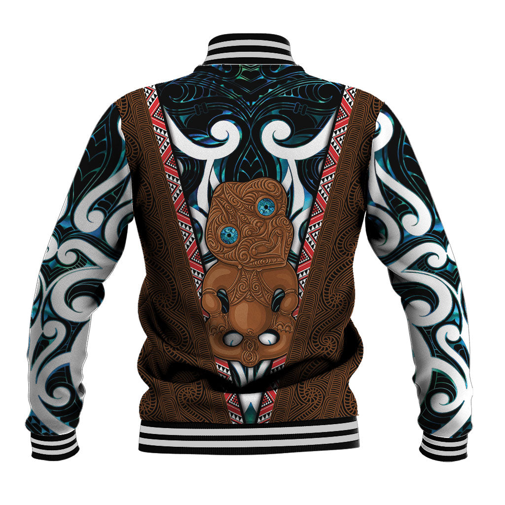 New Zealand Whakairo Baseball Jacket Tiki Maori Carving Taniko Motifs
