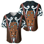 New Zealand Whakairo Baseball Jersey Tiki Maori Carving Taniko Motifs