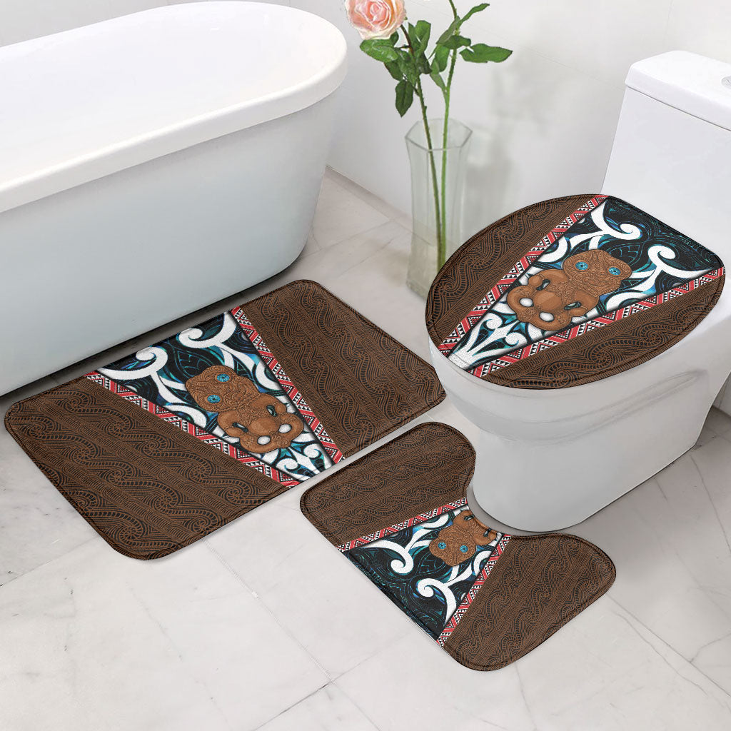 New Zealand Whakairo Bathroom Set Tiki Maori Carving Taniko Motifs