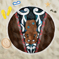New Zealand Whakairo Beach Blanket Tiki Maori Carving Taniko Motifs