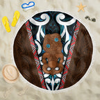 New Zealand Whakairo Beach Blanket Tiki Maori Carving Taniko Motifs