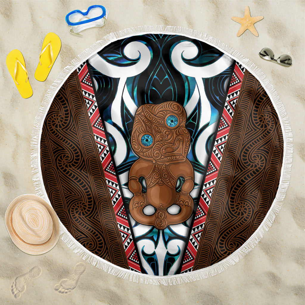 New Zealand Whakairo Beach Blanket Tiki Maori Carving Taniko Motifs