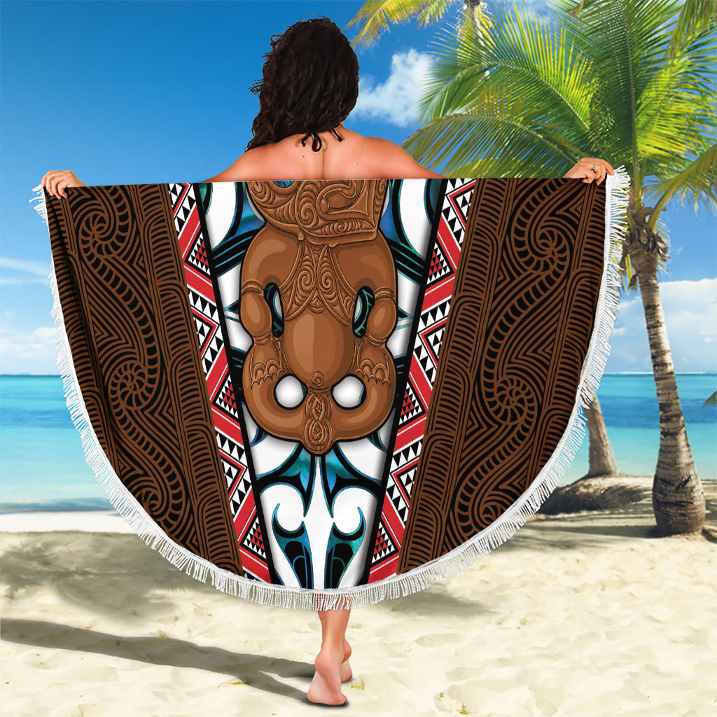 New Zealand Whakairo Beach Blanket Tiki Maori Carving Taniko Motifs