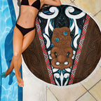 New Zealand Whakairo Beach Blanket Tiki Maori Carving Taniko Motifs