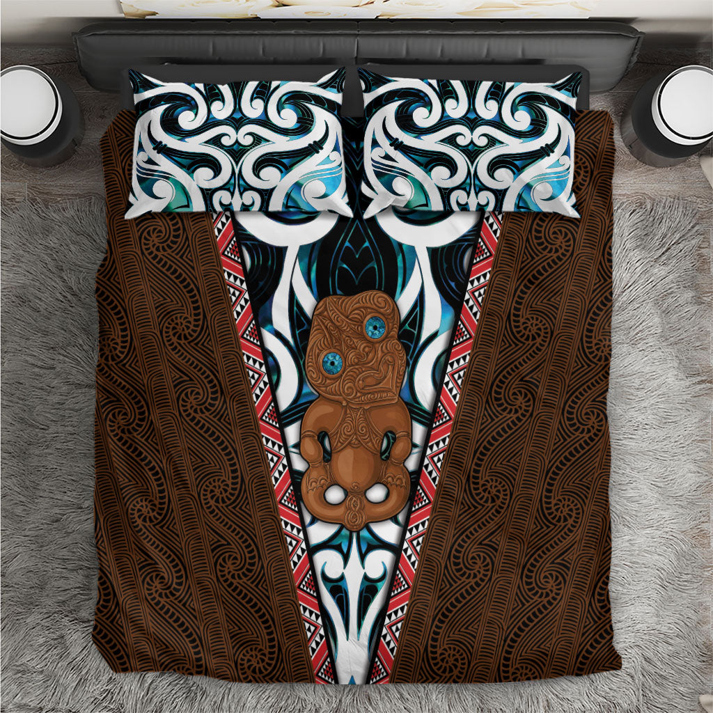 New Zealand Whakairo Bedding Set Tiki Maori Carving Taniko Motifs