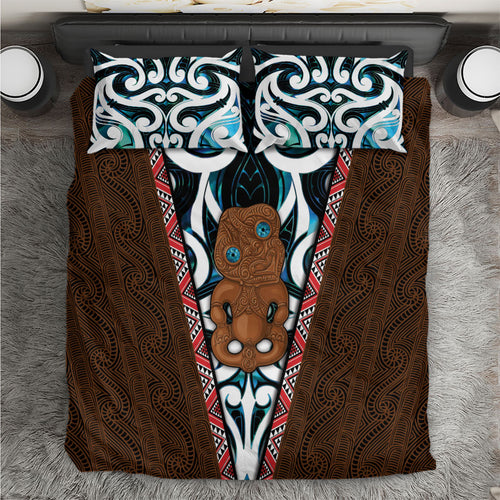 New Zealand Whakairo Bedding Set Tiki Maori Carving Taniko Motifs