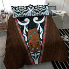 New Zealand Whakairo Bedding Set Tiki Maori Carving Taniko Motifs