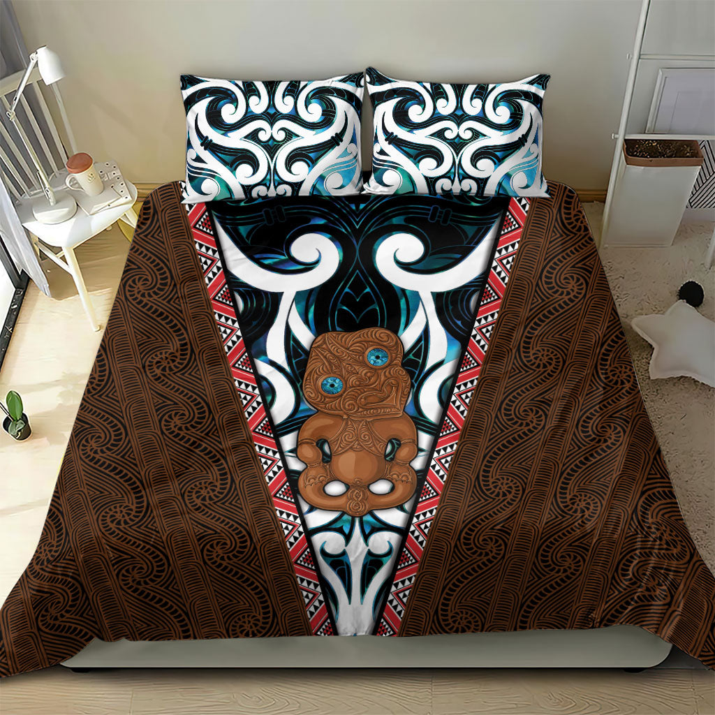 New Zealand Whakairo Bedding Set Tiki Maori Carving Taniko Motifs