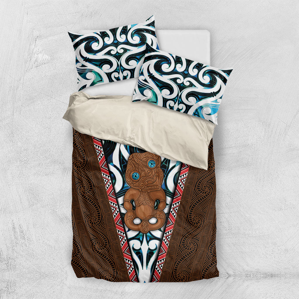 New Zealand Whakairo Bedding Set Tiki Maori Carving Taniko Motifs