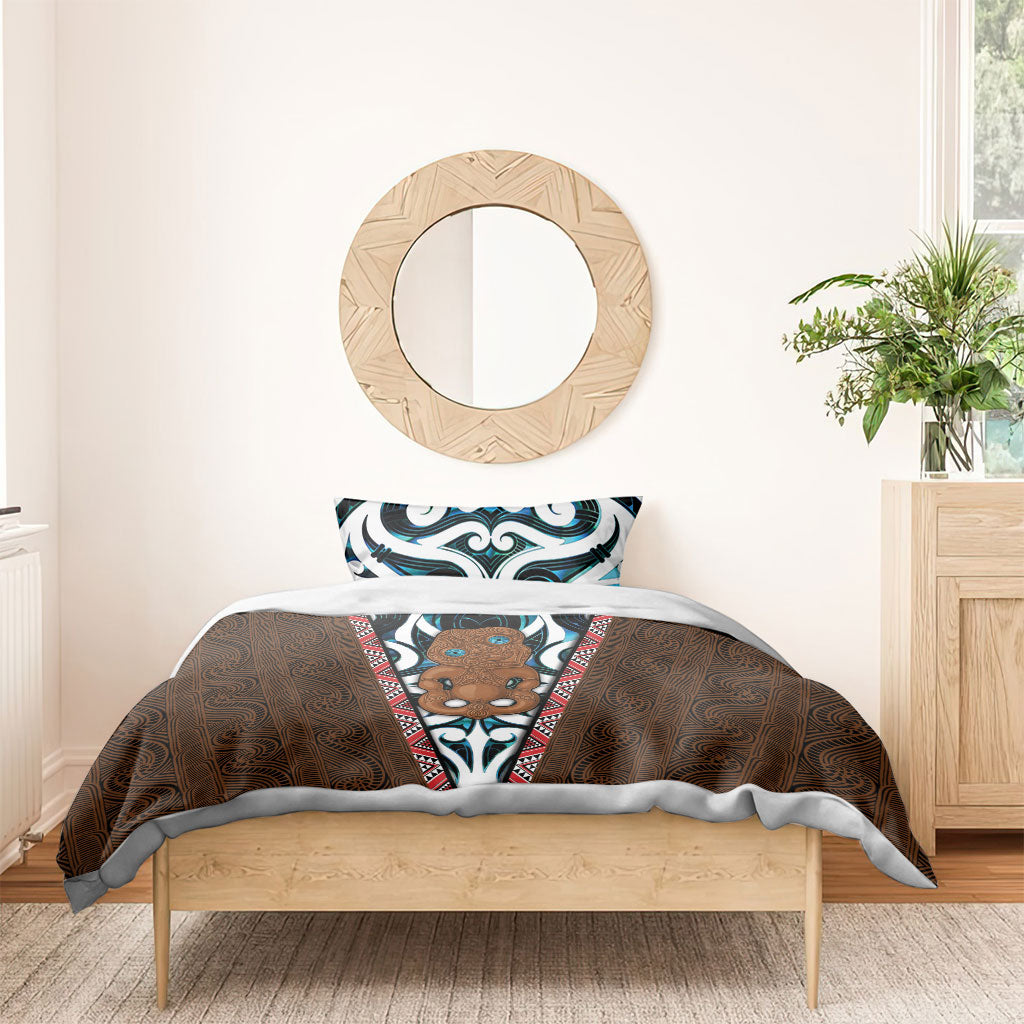 New Zealand Whakairo Bedding Set Tiki Maori Carving Taniko Motifs