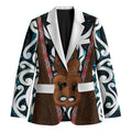 New Zealand Whakairo Blazer Tiki Maori Carving Taniko Motifs