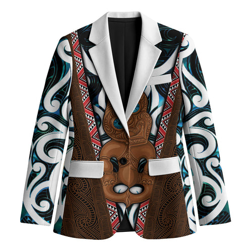 New Zealand Whakairo Blazer Tiki Maori Carving Taniko Motifs