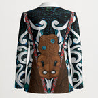 New Zealand Whakairo Blazer Tiki Maori Carving Taniko Motifs