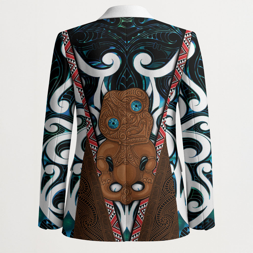New Zealand Whakairo Blazer Tiki Maori Carving Taniko Motifs