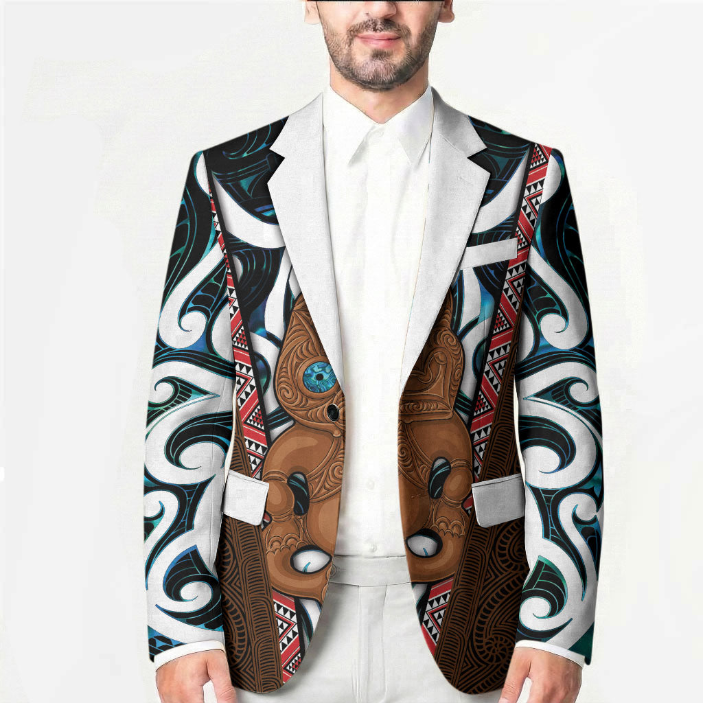 New Zealand Whakairo Blazer Tiki Maori Carving Taniko Motifs