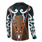 New Zealand Whakairo Button Sweatshirt Tiki Maori Carving Taniko Motifs