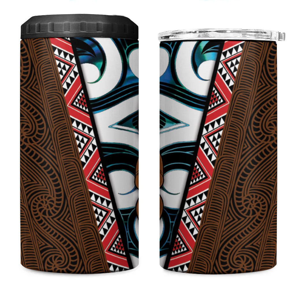 New Zealand Whakairo 4 in 1 Can Cooler Tumbler Tiki Maori Carving Taniko Motifs