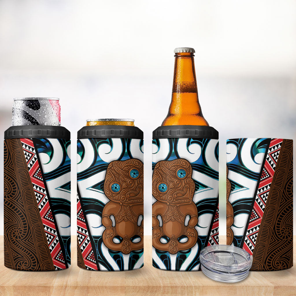 New Zealand Whakairo 4 in 1 Can Cooler Tumbler Tiki Maori Carving Taniko Motifs