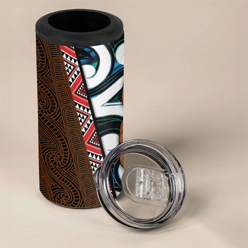 New Zealand Whakairo 4 in 1 Can Cooler Tumbler Tiki Maori Carving Taniko Motifs